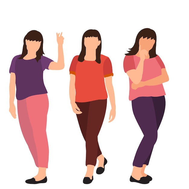 Chicas de estilo plano aislado