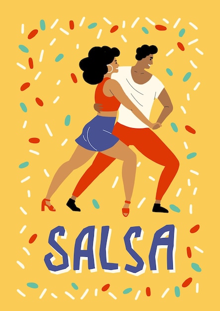 Las chicas latinas bailan salsa y bachata maravillosamente Los bailarines se mueven al ritmo de la música Cartel para un festival de baile