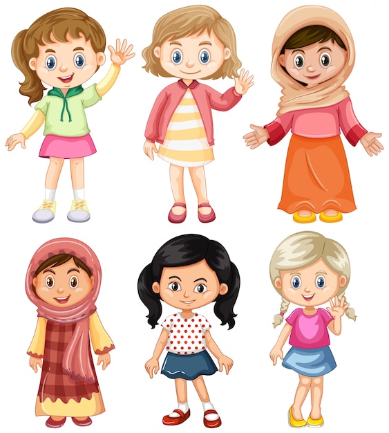 Vector chicas lindas con cara feliz