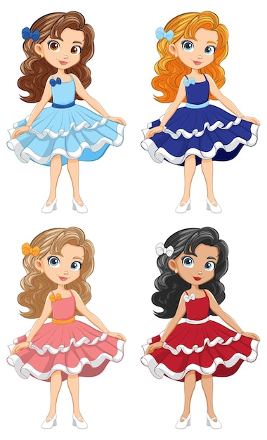 Vector chicas lindas personajes de dibujos animados en una fiesta de cócteles de lujo