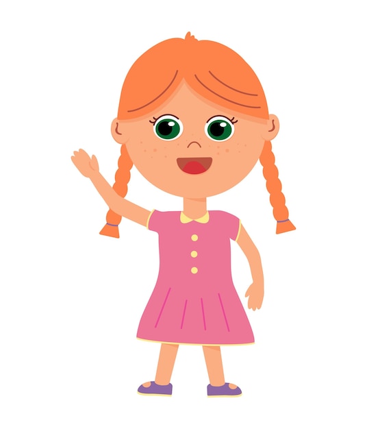 Vector chicas lindas personajes vectoriales niño sonrisa feliz ilustración infantil