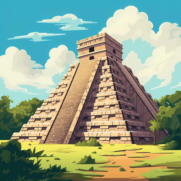 Vector chichen itza en méxico.