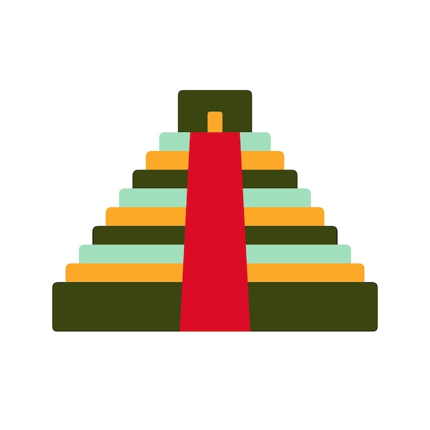 Chichén Itzá Pirámide mexicana estilo plano ilustración vectorial