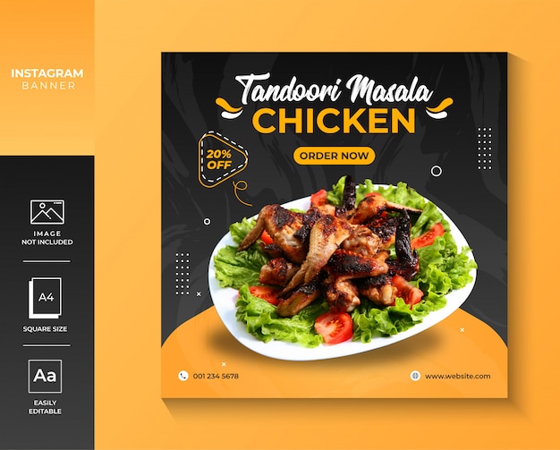 Chicken restaurant instagram premium de banner de redes sociales