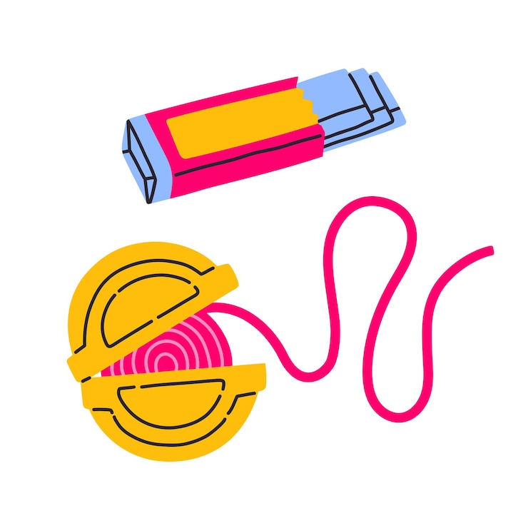 Vector chicle clásico de los años 80 y 90 en estilo plano moderno ilustración vectorial dibujada a mano parche de moda