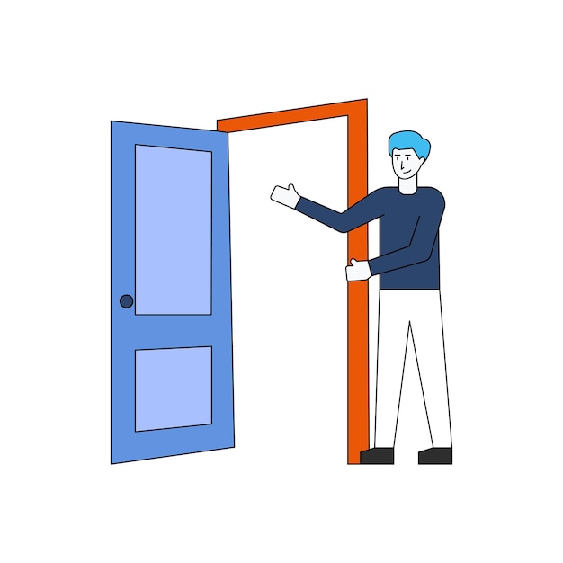 el chico abre la puerta