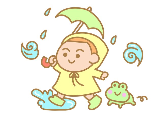 El chico con el abrigo de la lluvia clip art