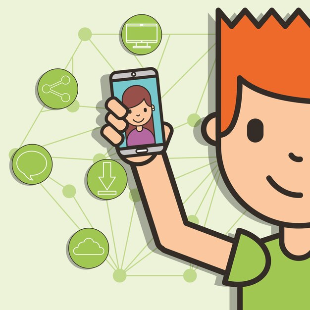 chico adolescente con teléfono inteligente