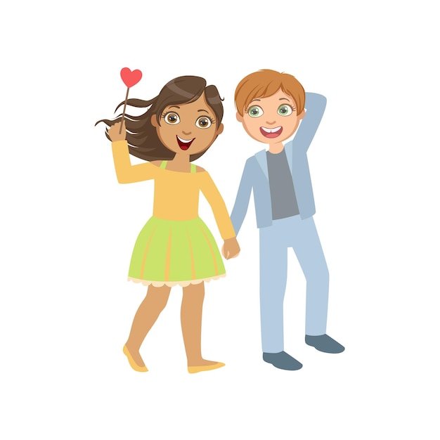 Chico y chica enamorados caminando juntos