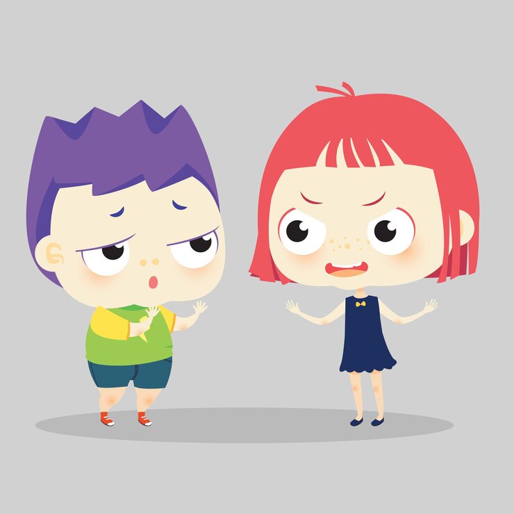 Vector chico chica pareja chicos lindos personaje cómico