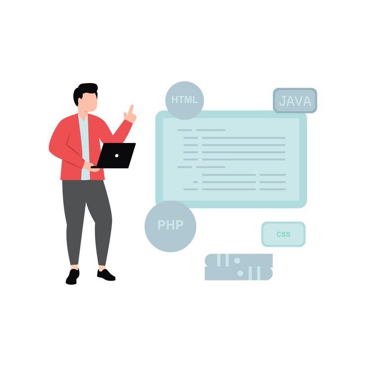 Vector chico codificando html java php y css