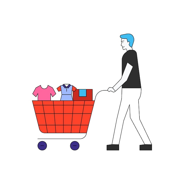 el chico esta comprando ropa