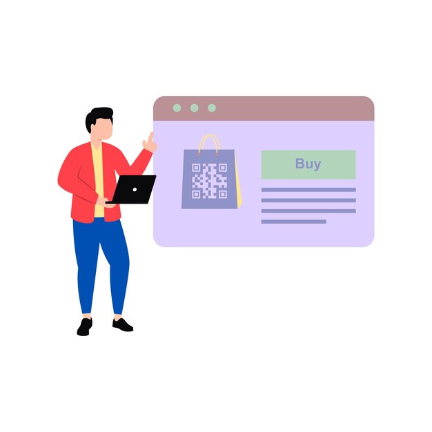 Chico de compras con código qr