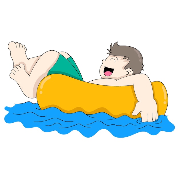 El chico está disfrutando de sus vacaciones nadando en la playa.