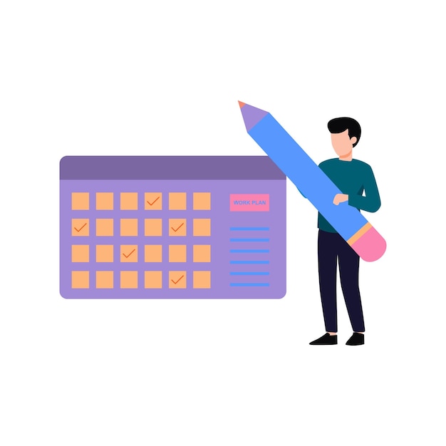 El chico está marcando el calendario.