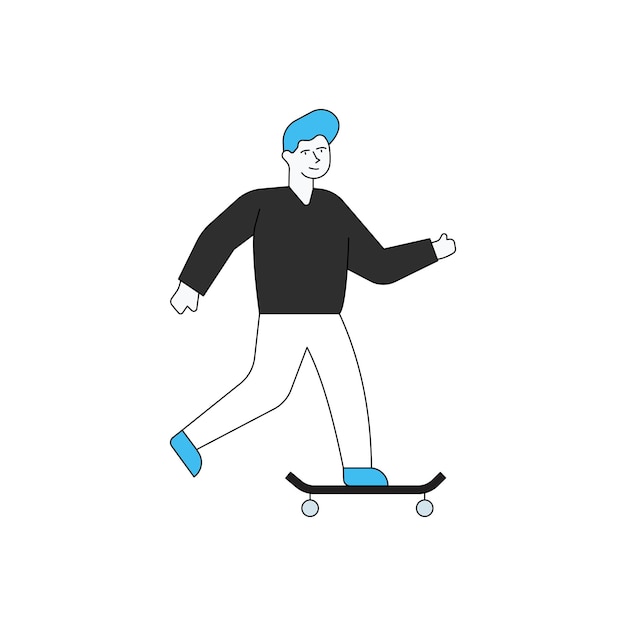 El chico está patinando.