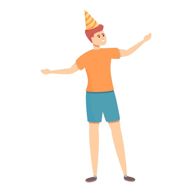 Chico fiesta baile icono dibujos animados vector gente feliz joven