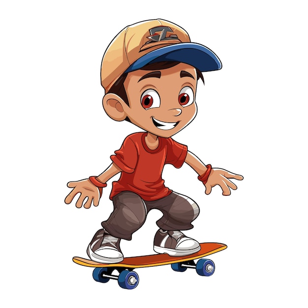 Chico genial en la ilustración de vector de patineta