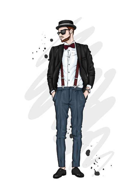 Vector chico guapo con ropa elegante