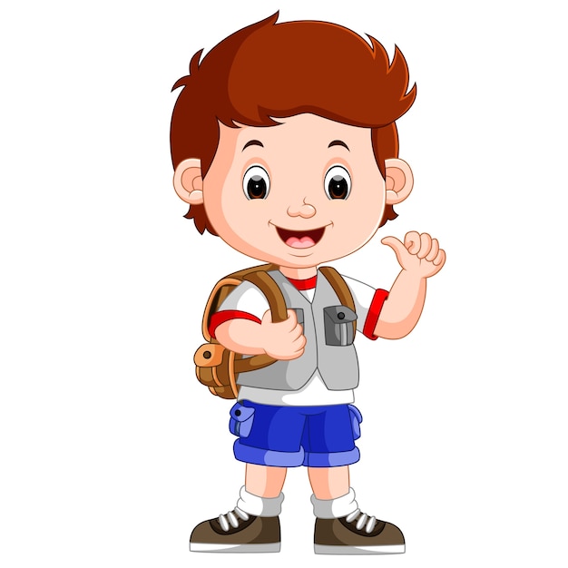chico guapo en su camino a la escuela