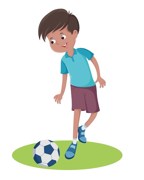Vector chico jugando al fútbol