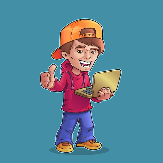 chico con laptop