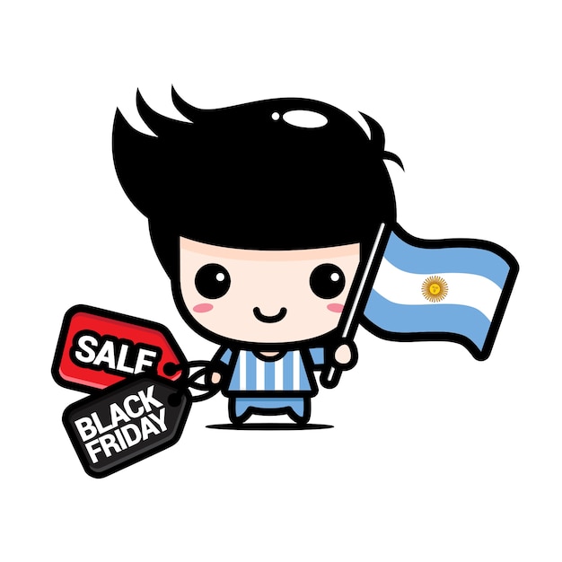 Chico lindo con bandera argentina y cupón de descuento del viernes negro