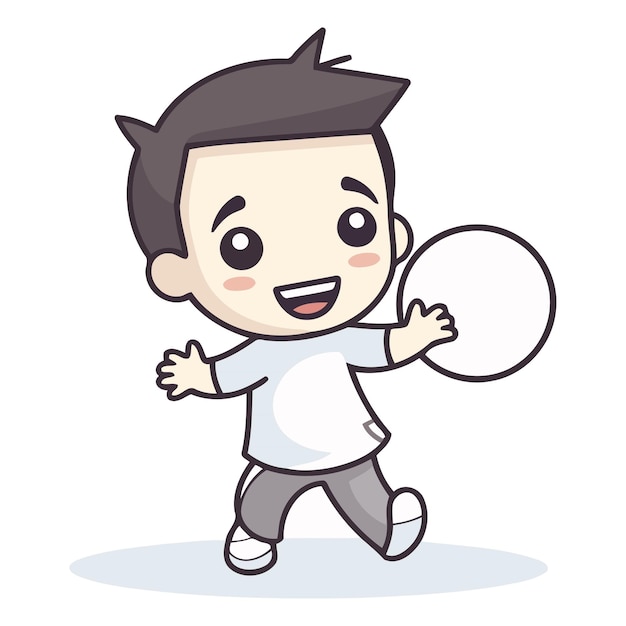 Vector chico lindo corriendo con la burbuja de habla ilustración vectorial de dibujos animados xa
