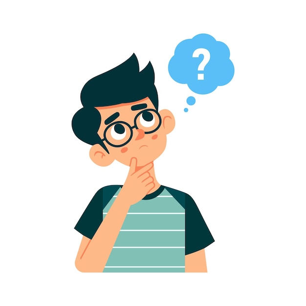 Chico lindo de dibujos animados Personaje en estilo vectorial plano
