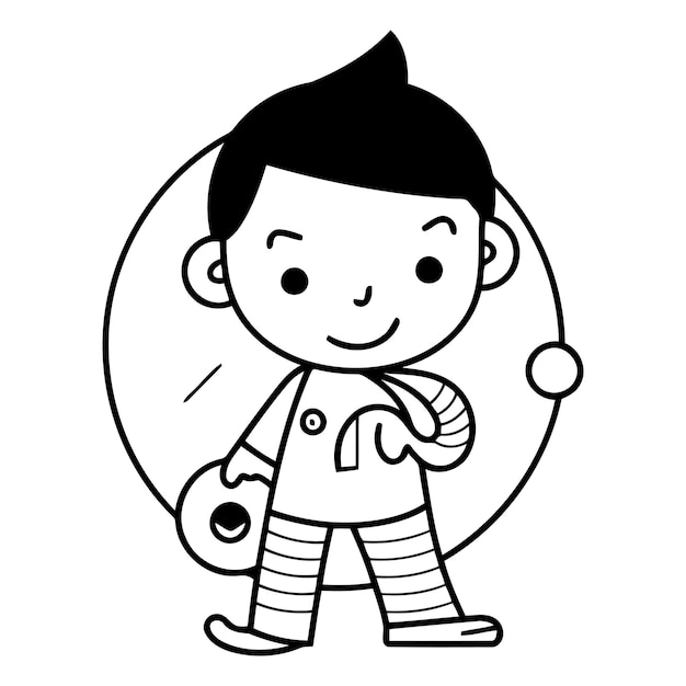 Vector un chico lindo con un disfraz de astronauta al estilo de los dibujos animados.