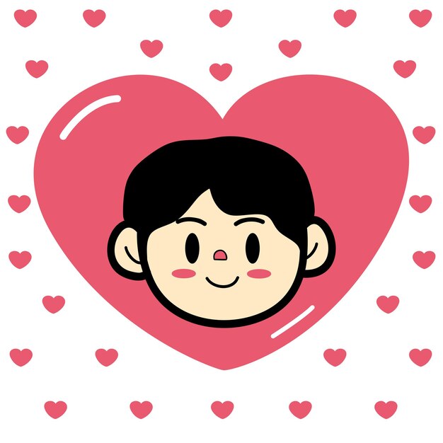 El chico lindo se enamora rodeado de corazones