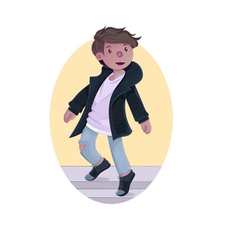 Chico lindo con estilo vector icono ilustración personas objeto icono concepto aislado vector premium