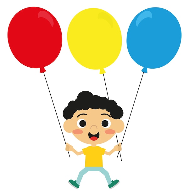 Chico lindo con globos de colores