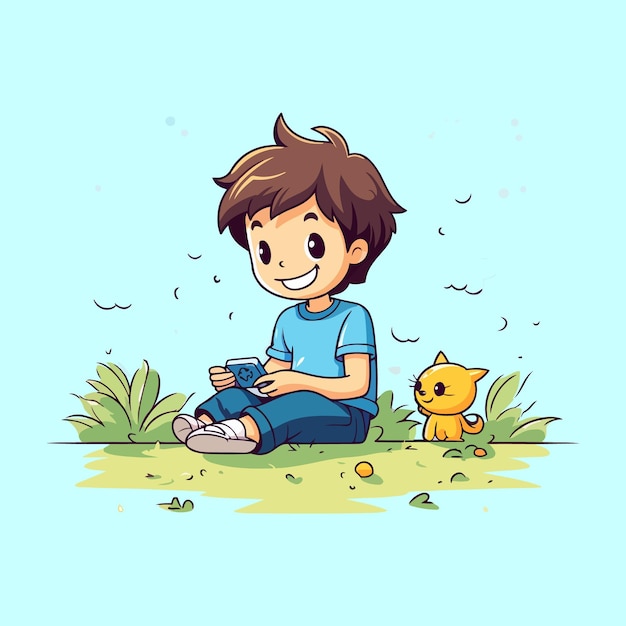 Vector un chico lindo jugando ilustración