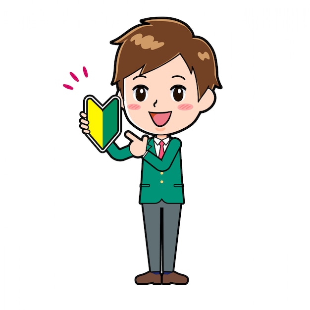 Chico lindo personaje de dibujos animados, punto de principiante