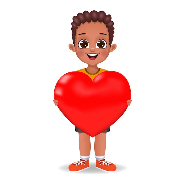 Chico lindo con el símbolo del corazón