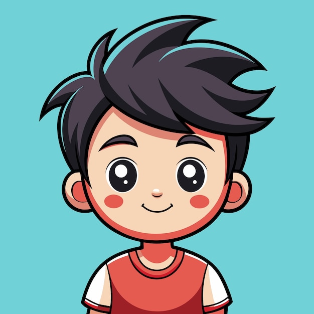 Vector chico lindo sonriente de dibujos animados kawaii chico ilustración chico avatar niño feliz