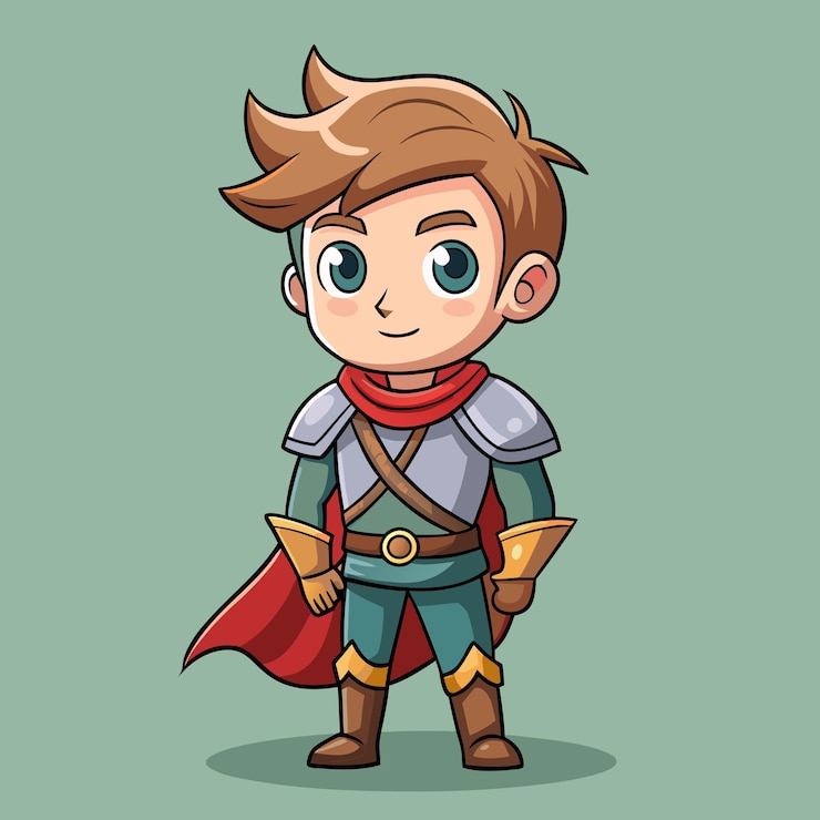 Vector chico lindo vestido como caballero medieval dibujo de dibujos animados vectorial