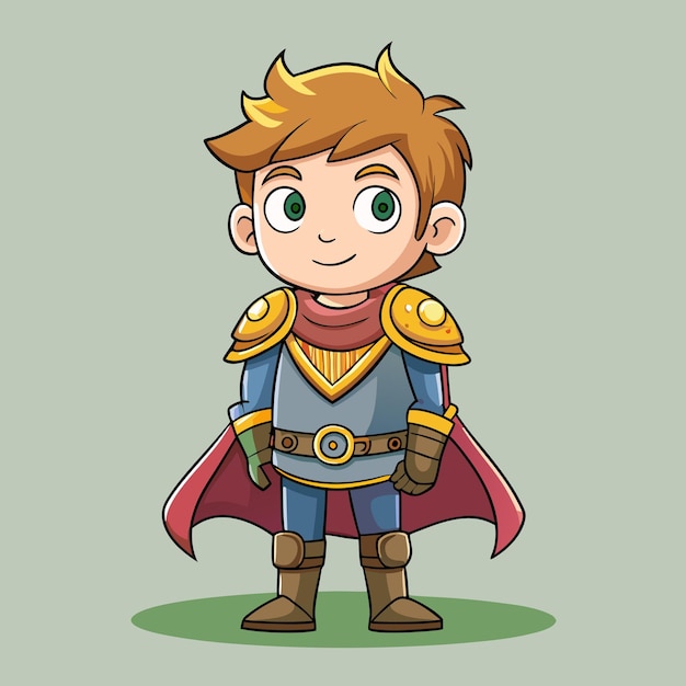 Chico lindo vestido como caballero medieval Vector Clip Art de dibujos animados