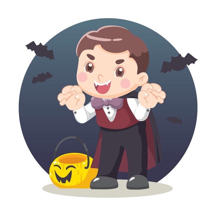chico lindo Viste como Drácula para Halloween