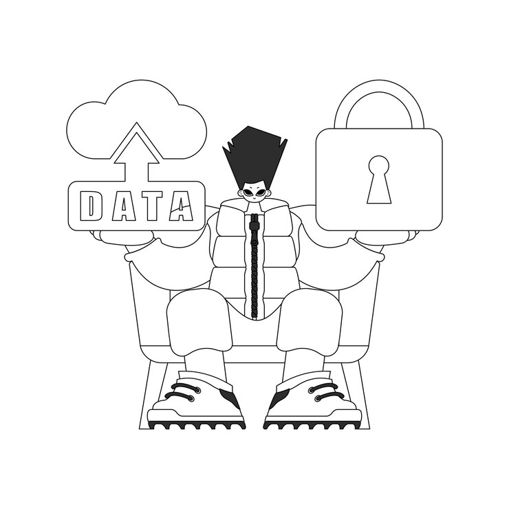 Vector chico con logo de almacenamiento en la nube para iot en estilo vectorial lineal