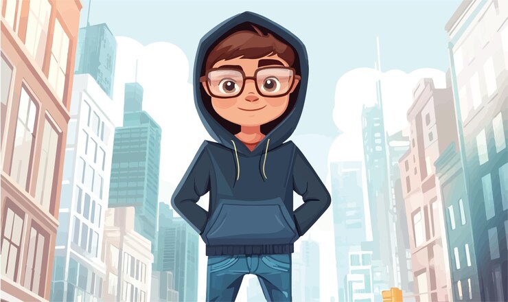 Vector chico de moda con capucha y gafas de aviador