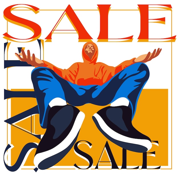 Un chico moderno y moderno con zapatillas grandes Chico joven elegante con zapatos grandes Descuento Black Friday o venta