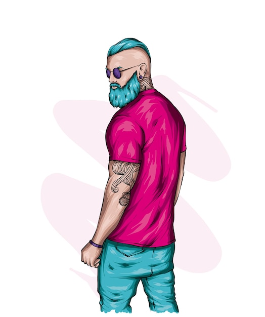 Chico musculoso con una elegante camiseta y gafas