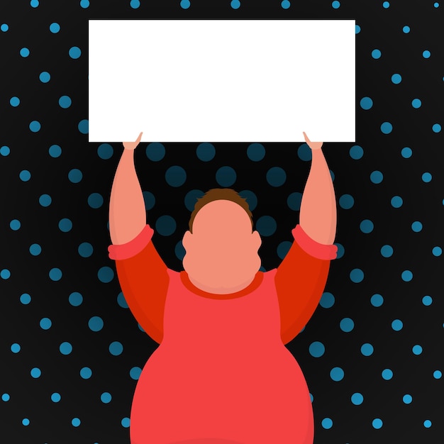 Un chico con una pancarta y un lugar para tu texto Arte pop Estilo plano Ilustración vectorial
