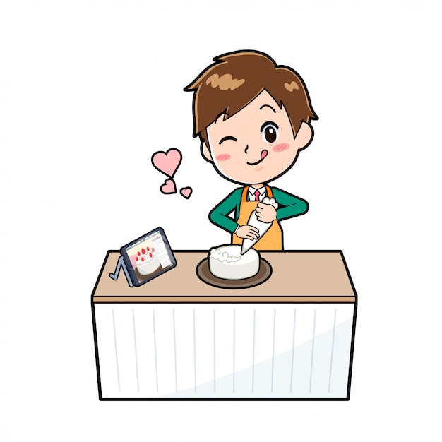 Chico de personaje de dibujos animados lindo, cocinero deco