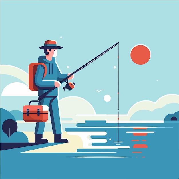 El chico de la pesca vectorial