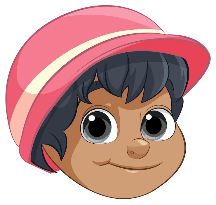 Vector el chico sonriente con el sombrero rosa