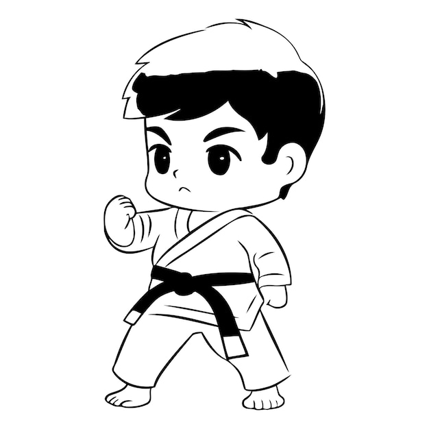 Vector el chico de taekwondo en kimono