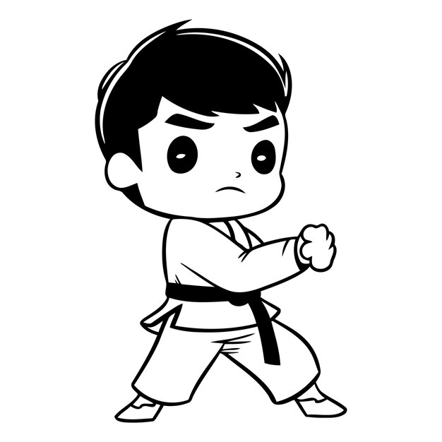 Vector el chico de taekwondo en kimono